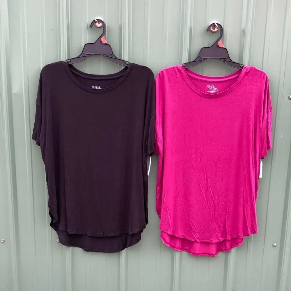 Elongated Soft Crewneck Tunic T-Shirts 2-Pack Size M